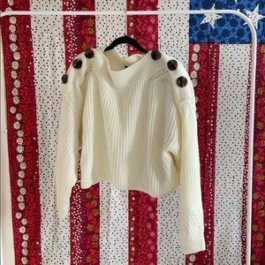 White cream sweater buttons